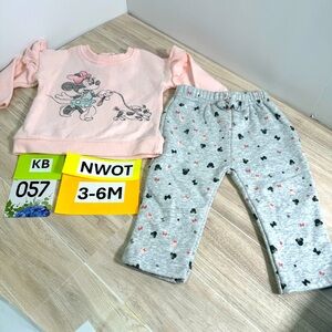 3/6M  Disney baby 6 to 9 months pull over sweater and printed joggers. NWOT 57